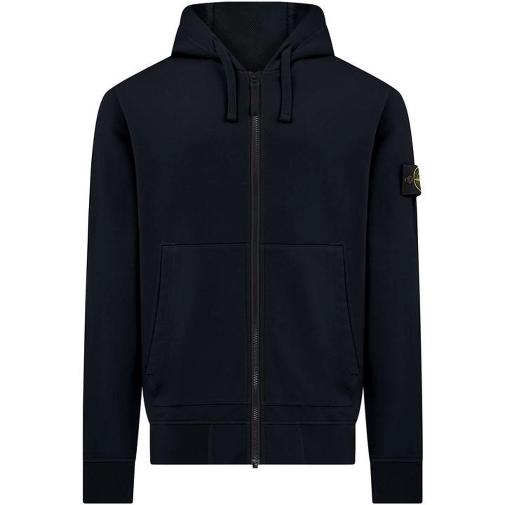 Stone Island Zip Front Hoodie - Blue
